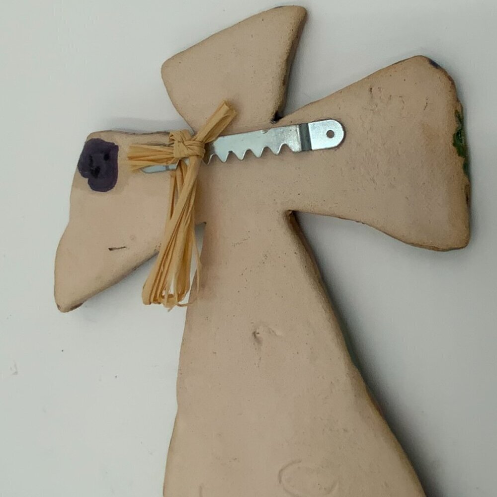 Sgnd "Remember the Cross 10" Art Pottery Religious Christianity Cross Wall Hang - Picture 5 of 7